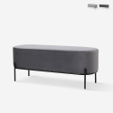 Banc d'entrée repose-pieds design en tissu velours gris Monet Promotion