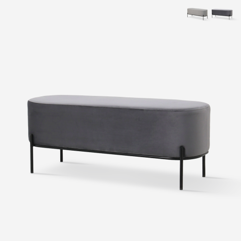 Design poef in grijze fluwelen stof Monet Aanbieding