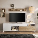 Meuble TV moderne blanc bois avec tiroir et 2 portes 241x42x67cm Clere Caractéristiques