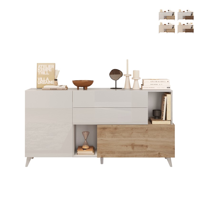 Witte houten dressoir voor keuken en woonkamer, 2 deuren, 2 laden, 181x42x94cm Kamie Aanbieding Witte houten dressoir voor keuken en woonkamer, 2 deuren, 2 laden, 181x42x94cm Kamie Aanbieding