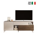 Meuble TV blanc en bois moderne avec tiroir et 2 portes 181x42x67cm Edwin Achat