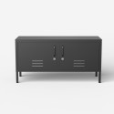 Meuble TV style industriel en métal noir 2 portes 115x40x60cm Tronador Offre
