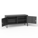 Meuble TV style industriel en métal noir 2 portes 115x40x60cm Tronador Remises