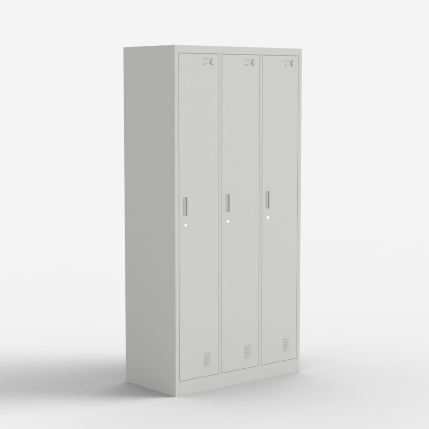 Lockerkast van metaal met 3 deuren en slot Laki Aanbieding Lockerkast van metaal met 3 deuren en slot Laki Aanbieding