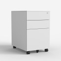 Meuble de bureau blanc avec roulettes et serrure Rolly Vente