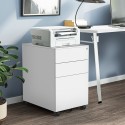 Meuble de bureau blanc avec roulettes et serrure Rolly Promotion