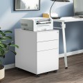 Meuble de bureau blanc avec roulettes et serrure Rolly Promotion