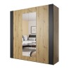 Armoire bois chêne noir 2 portes coulissantes miroir 200x64x213 Cadoc Vente