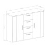 Commode en bois de chêne naturel avec 2 portes 4 tiroirs noir Gael Offre