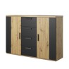 Commode en bois de chêne naturel avec 2 portes 4 tiroirs noir Gael Vente