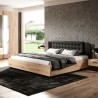 Lit double avec rangement 160x200cm en bois tête de lit noire Horton Vente