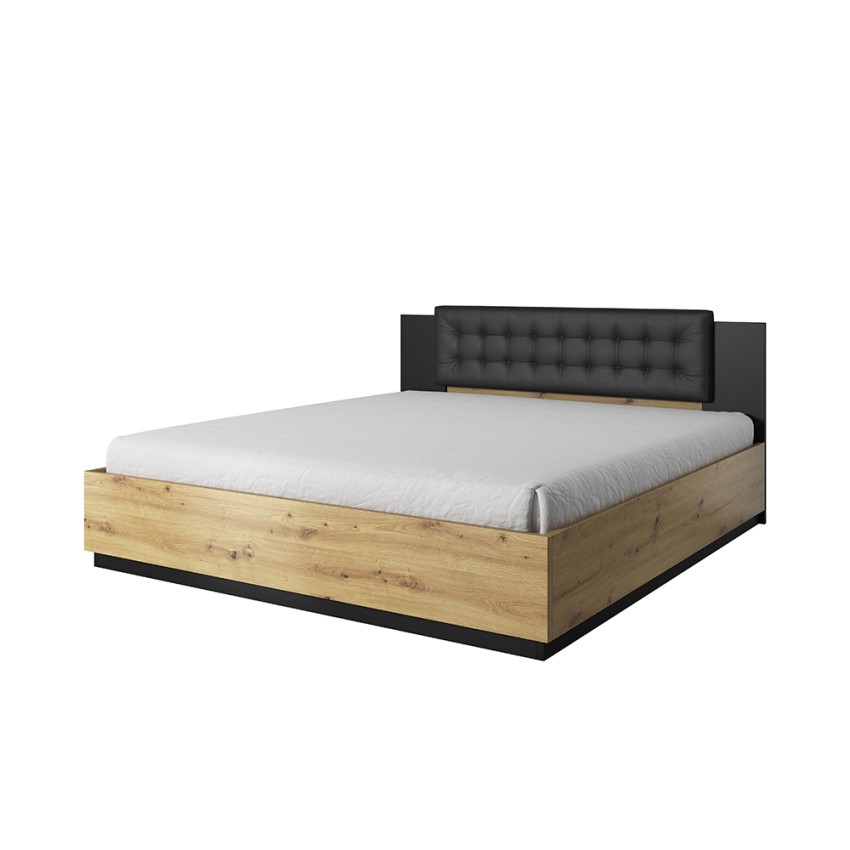 Lit double 180x200 coffre de rangement tête de lit en bois Bartley Promotion Lit double 180x200 coffre de rangement tête de lit en bois Bartley Promotion