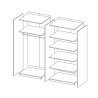 Dressing quatre portes miroir en bois de chêne gris 228x58x214 Morvel Remises