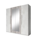 Dressing quatre portes miroir en bois de chêne gris 228x58x214 Morvel Vente