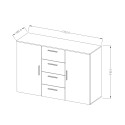 Buffet de salon chambre à coucher 4 tiroirs 2 portes bois blanc Forsy Offre