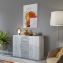 Buffet de salon chambre à coucher 4 tiroirs 2 portes bois blanc Forsy Promotion
