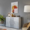 Buffet de salon chambre à coucher 4 tiroirs 2 portes bois blanc Forsy Promotion