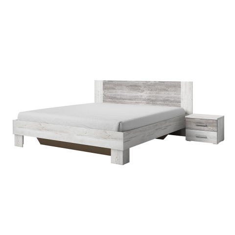 Tweepersoonsbed 160x200 wit hout 2 nachtkastjes lattenbodem Indra Aanbieding