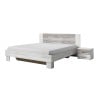 Lit double 160x200 en bois blanc 2 tables de chevet sommier à lattes Indra Promotion