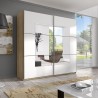 Armoire 2 portes coulissantes blanc miroir chêne 180x60x210 Elaisa Vente