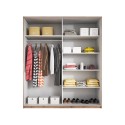 Armoire 2 portes coulissantes miroir blanc chêne 200x60x210 Lille Offre