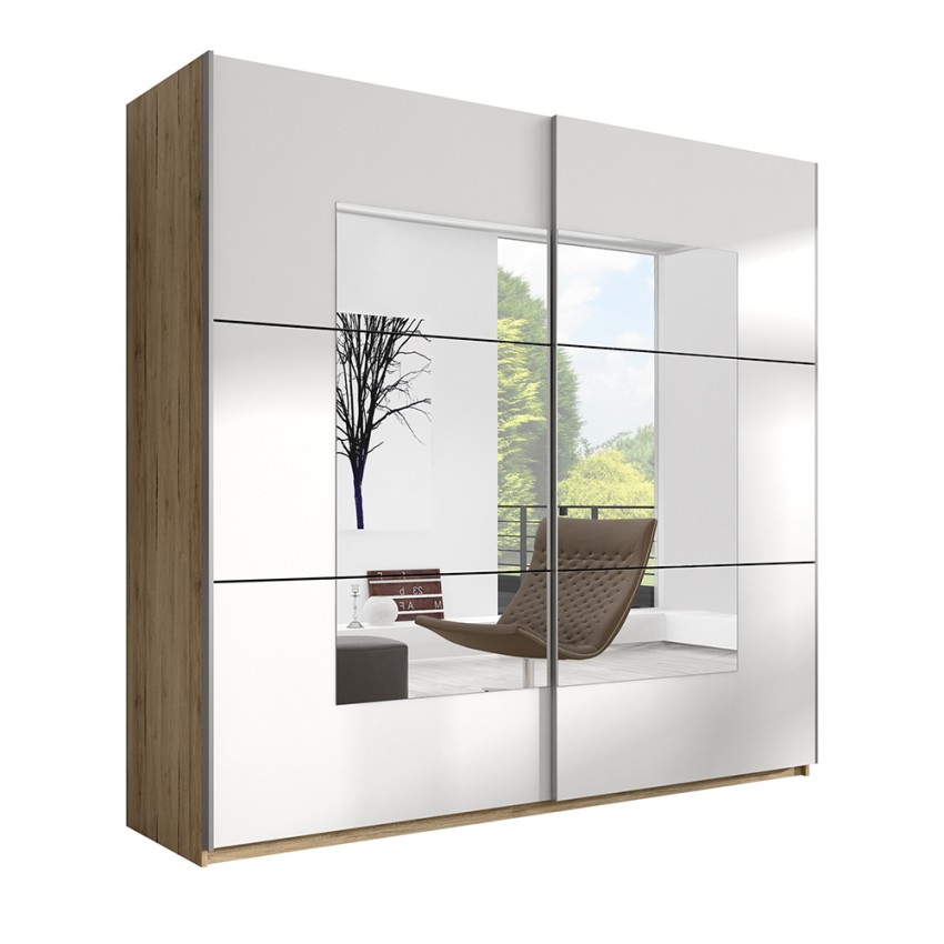 Kledingkast met schuifdeuren en spiegel 221x61x210 cm Vilriour Aanbieding Kledingkast met schuifdeuren en spiegel 221x61x210 cm Vilriour Aanbieding