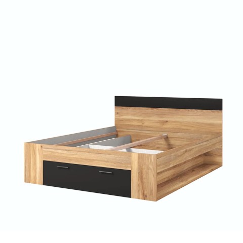 Tweepersoonsbed 160x200 cm met lattenbodem en opberglade Esmera Aanbieding