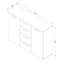Commode de chambre à coucher 2 portes 4 tiroirs en bois noir Ertras Offre