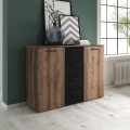 Ladenkast met 2 deuren en 4 lades in zwart en hout Ertras Aanbieding