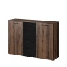 Commode de chambre à coucher 2 portes 4 tiroirs en bois noir Ertras Vente