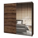 Armoire dressing 2 portes coulissantes miroir chêne foncé noir Otilie Vente