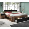 Tweepersoonsbed met opbergruimte en lattenbodem 160x200 cm in zwart en eiken Bayda Aanbod