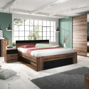 Tweepersoonsbed met opbergruimte en lattenbodem 160x200 cm in zwart en eiken Bayda Verkoop