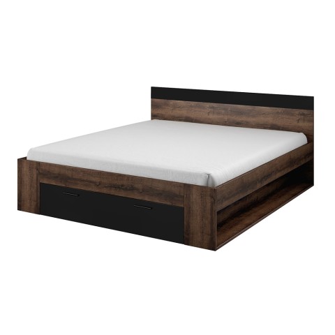 Tweepersoonsbed eikenhout 180x200 met opbergruimte lattenbodem Tosny Aanbieding