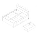 Tweepersoonsbed wit 160x200 cm met lattenbodem en opberglades Loix Korting