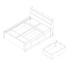 Tweepersoonsbed wit 160x200 cm met lattenbodem en opberglades Loix Korting