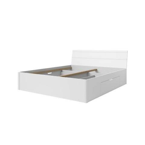 Tweepersoonsbed wit 160x200 cm met lattenbodem en opberglades Loix Aanbieding