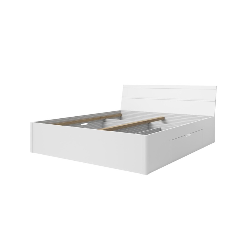 Tweepersoonsbed wit 160x200 cm met lattenbodem en opberglades Loix Aanbieding Tweepersoonsbed wit 160x200 cm met lattenbodem en opberglades Loix Aanbieding