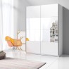 Armoire dressing blanc 150x61x210 portes coulissantes miroir Olette Vente