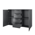 Commode noire chambre à coucher 4 tiroirs 2 portes 132x38x93 Lyssa Offre
