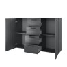 Commode noire chambre à coucher 4 tiroirs 2 portes 132x38x93 Lyssa Offre