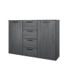 Commode noire chambre à coucher 4 tiroirs 2 portes 132x38x93 Lyssa Vente