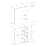 Commode noire chambre à coucher 4 tiroirs 2 portes 132x38x93 Lyssa Remises