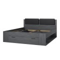 Zwart tweepersoonsbed 180x200 cm met opbergvakken en lattenbodem Horseg Aanbieding