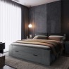 Zwart tweepersoonsbed 180x200 cm met opbergvakken en lattenbodem Horseg Verkoop