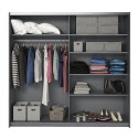 Armoire dressing miroir portes coulissantes 220x61x210 chêne foncé Wamin Offre