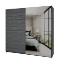 Armoire dressing miroir portes coulissantes 220x61x210 chêne foncé Wamin Promotion