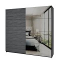 Armoire dressing miroir portes coulissantes 220x61x210 chêne foncé Wamin Promotion