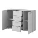 Commode chambre à coucher 4 tiroirs 2 portes blanc 132x38x93cm Lemere Offre