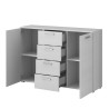 Commode chambre à coucher 4 tiroirs 2 portes blanc 132x38x93cm Lemere Offre